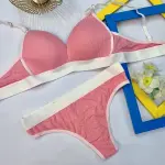 Comfortable Sportswear Bra And Panties Set Small Chest Gathered No Steel Ring Beautiful Back Wrap Chest Triangle Cup