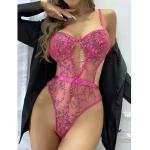 Femgrace High Quality Women's Underwear Thin Embroidered Lace Jumpsuit Hollowed Fishnet Wholesale High Quality Transparent Lingerie